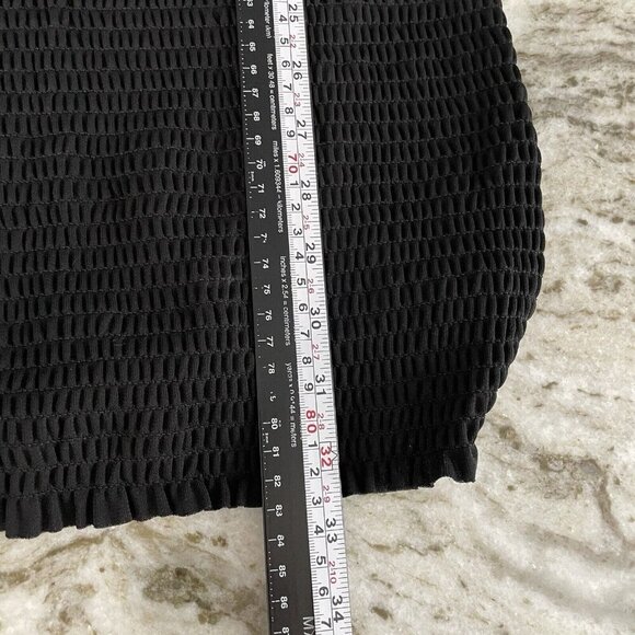 Zara NWT Blogger Favorite Puff Sleeve Dress Womens Sz S Smocked Bodycon Keyhole - Picture 13 of 14